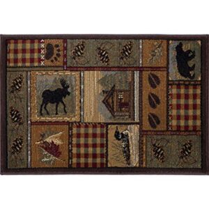 Homespun Cabin Novelty Lodge Pattern Multi-Color Scatter Mat Rug, 2' x 3'