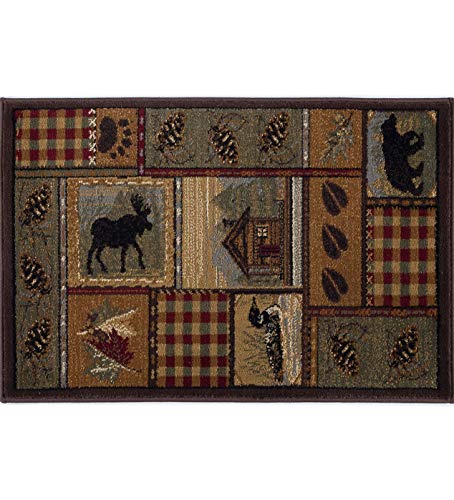 Homespun Cabin Novelty Lodge Pattern Multi-Color Scatter Mat Rug, 2' x 3'