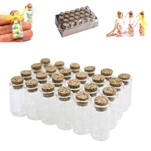 Mini Clear Glass Jars Bottles with Cork Stoppers for Arts & Crafts, Projects, Decoration, Party Favors - Size: 1-1/2" Tall X 3/4 Inches Diameter (48)