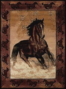 united weavers legends stallion border area rug, 5 ft 3 in x 7 ft 2 in, multi