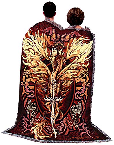 Pure Country Weavers Flame Blade Blanket by Ruth Thompson - Gift Fantasy Dragon Tapestry Throw Woven from Cotton - Made in The USA (72x54)