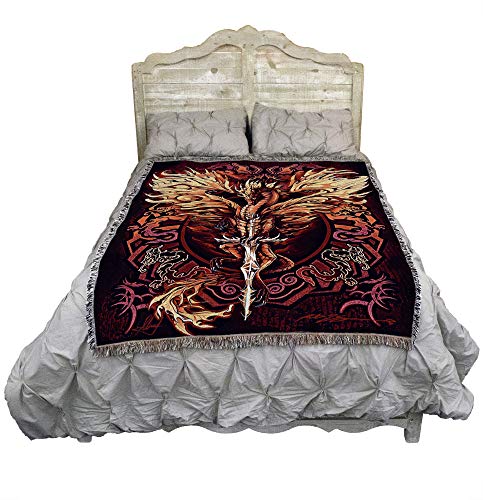 Pure Country Weavers Flame Blade Blanket by Ruth Thompson - Gift Fantasy Dragon Tapestry Throw Woven from Cotton - Made in The USA (72x54)