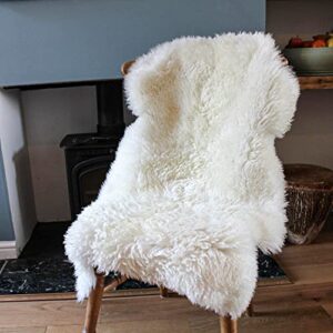 real sheepskin area rug – single pelt sheep skin fur 2×3 rug (ivory white)