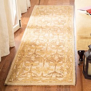 safavieh anatolia collection 2’3″ x 12′ beige / gold an541b handmade traditional oriental premium wool runner rug