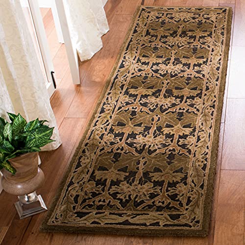 SAFAVIEH Anatolia Collection 2'3" x 12' Beige / Gold AN541B Handmade Traditional Oriental Premium Wool Runner Rug