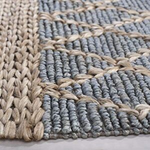 SAFAVIEH Natural Fiber Collection 4' x 6' Light Blue NF951L Handmade Boho Moroccan Trellis Jute Area Rug