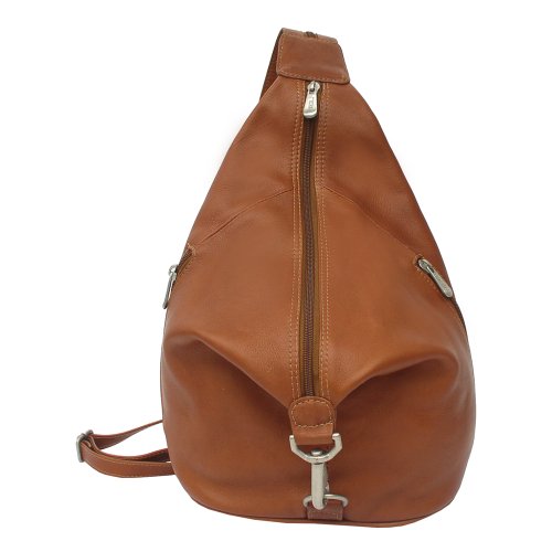 Piel Leather Three-Zip Hobo Sling, Saddle, One Size