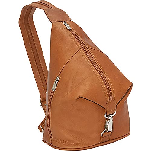 Piel Leather Three-Zip Hobo Sling, Saddle, One Size