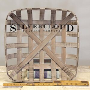 Tobacco Basket, Farmhouse Decor, Sml 17" Square - Silvercloud Trading Co.