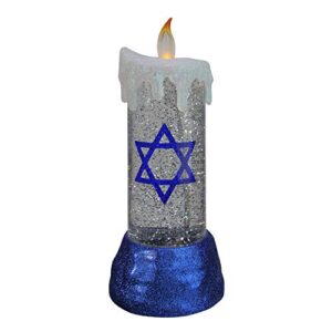 melrose 13″ blue and white battery operated star of david led hanukkah candle