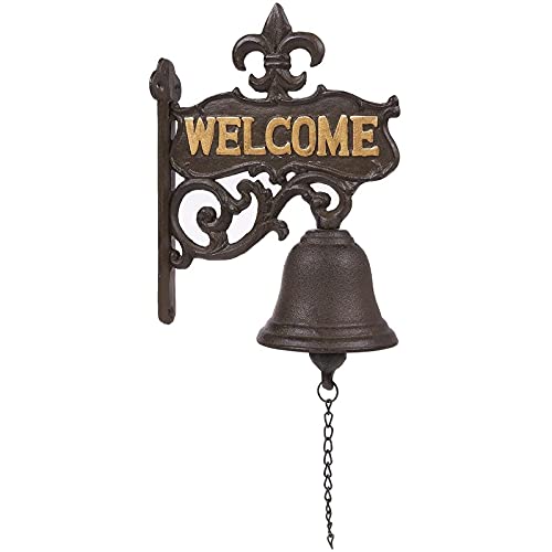 Cast Iron Bell for Front Door, Vintage Antique Style (6.7 x 8.9 x 0.8 Inches)