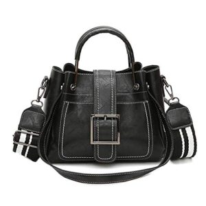 womens handbag large capacity, pu leather satchel purse, tote crossbody shoulder bag black