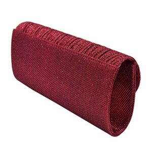 Premium Pleated Metallic Glitter Flap Clutch Evening Bag Handbag, Burgundy