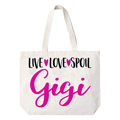 COCOVICI Live Love Spoil Gigi Canvas Tote Bag Grandma Gift Idea Book Bag