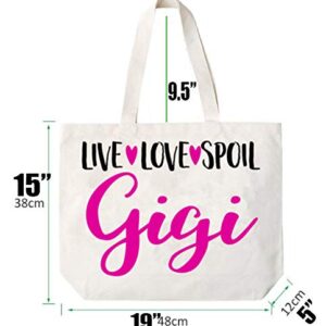 COCOVICI Live Love Spoil Gigi Canvas Tote Bag Grandma Gift Idea Book Bag