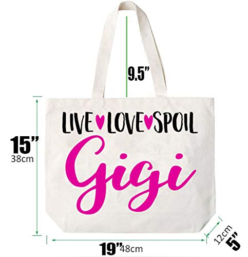 COCOVICI Live Love Spoil Gigi Canvas Tote Bag Grandma Gift Idea Book Bag