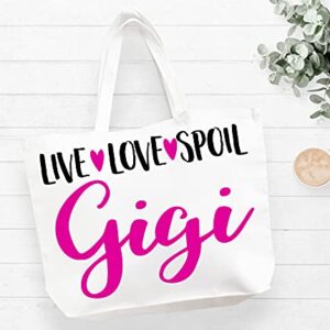 COCOVICI Live Love Spoil Gigi Canvas Tote Bag Grandma Gift Idea Book Bag