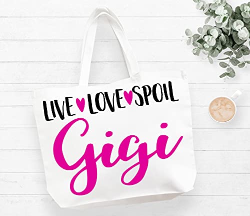 COCOVICI Live Love Spoil Gigi Canvas Tote Bag Grandma Gift Idea Book Bag