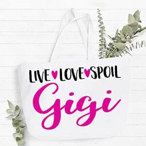 COCOVICI Live Love Spoil Gigi Canvas Tote Bag Grandma Gift Idea Book Bag