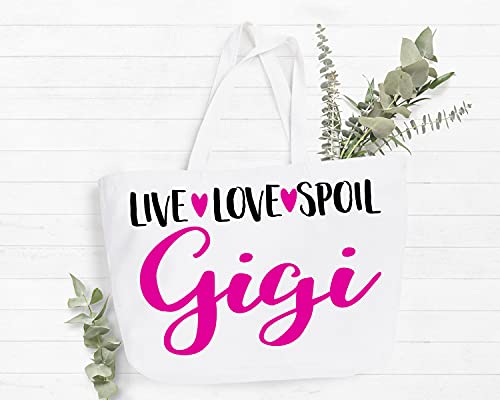 COCOVICI Live Love Spoil Gigi Canvas Tote Bag Grandma Gift Idea Book Bag