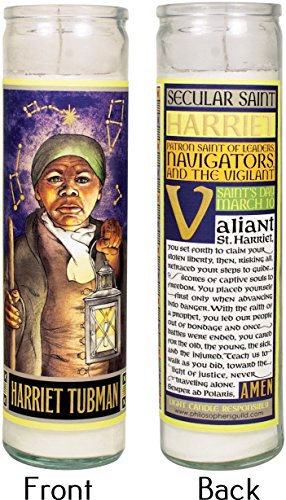 Harriet Tubman Secular Saint Candle - 8.5 Inch Tall Glass Prayer Votive - Made in The USA