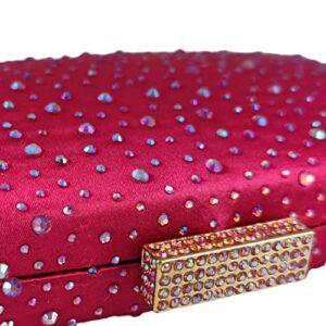 Boutique De FGG Fuchsia Women's Evening Handbags Wedding Party Crystal Clutch Purses Bridal Rhinestone Bags