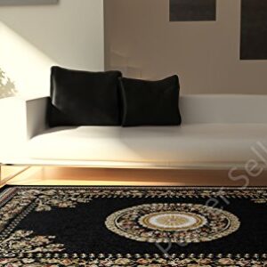 Home Dynamix Optimum Athens Area Rug 7'8" x10'4 , Updated Oriental Medallion, Black/Beige