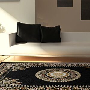 Home Dynamix Optimum Athens Area Rug 7'8" x10'4 , Updated Oriental Medallion, Black/Beige