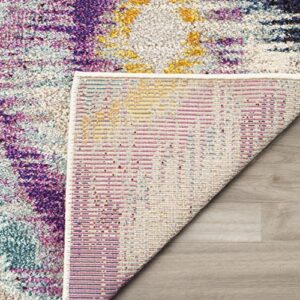 SAFAVIEH Monaco Collection 5'1" x 7'7" Multi MNC242F Ogee Trellis Watercolor Distressed Non-Shedding Living Room Bedroom Area Rug