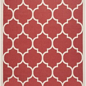 SAFAVIEH Courtyard Collection 6'7' x 9'6' Red/Bone CY6914 Trellis Indoor/ Outdoor Patio Backyard Mudroom Area Rug