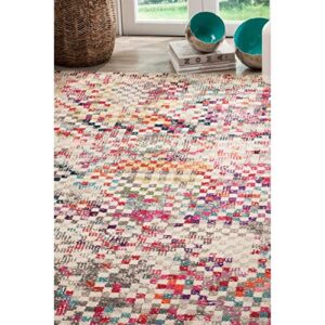 SAFAVIEH Monaco Collection 8' x 11' Grey/Multi MNC241G Boho Pixel Abstract Non-Shedding Living Room Bedroom Dining Home Office Area Rug