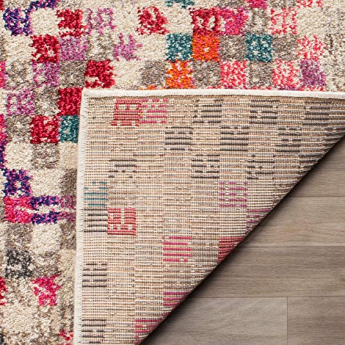 SAFAVIEH Monaco Collection 8' x 11' Grey/Multi MNC241G Boho Pixel Abstract Non-Shedding Living Room Bedroom Dining Home Office Area Rug