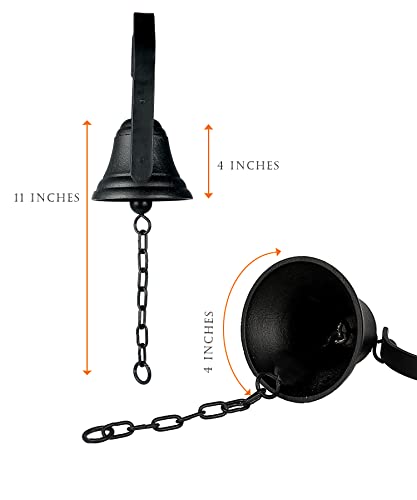 DECONOOR Vintage Cast Iron Dinner Bell as Entry Door Bell, Outside Hanging Decor or Indoor Decoration Wall Antique Farm and Front Gate Bell, Black