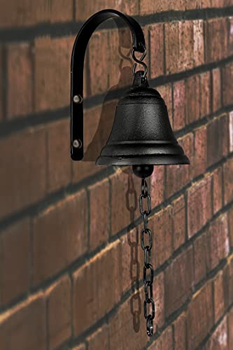 DECONOOR Vintage Cast Iron Dinner Bell as Entry Door Bell, Outside Hanging Decor or Indoor Decoration Wall Antique Farm and Front Gate Bell, Black