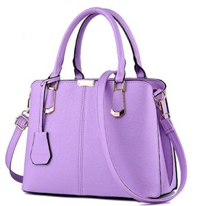 fivelovetwo women satchel handbag tote purse top handle bag shoulder bag purple purple