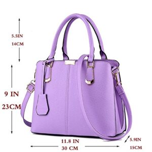 FiveloveTwo Women Satchel Handbag Tote Purse Top Handle Bag Shoulder Bag purple purple