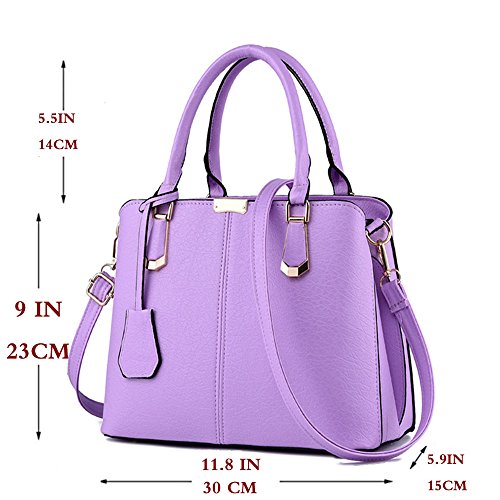 FiveloveTwo Women Satchel Handbag Tote Purse Top Handle Bag Shoulder Bag purple purple