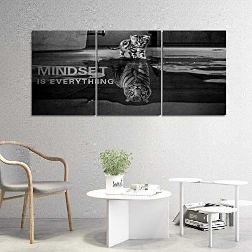 3 Panels Mindset is Everything Motivational Canvas Wall Art Inspirational Entrepreneur Quotes Poster Print Artwork Painting Picture for Framed Home Decoration Living Room office bedroom 36''W x 16''H