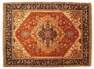 eorc, llc rust hand-knotted wool traditional oriental serapi rug, 9′ x 12′