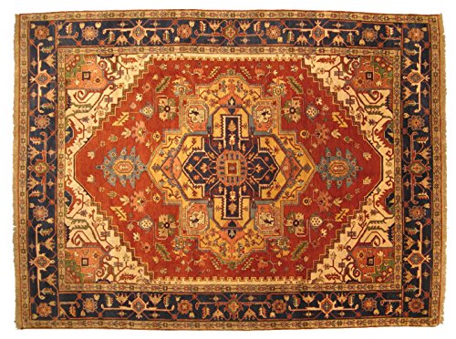 EORC, LLC Rust Hand-Knotted Wool Traditional Oriental Serapi Rug, 9' x 12'