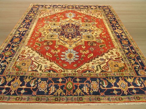 EORC, LLC Rust Hand-Knotted Wool Traditional Oriental Serapi Rug, 9' x 12'