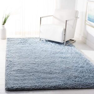 safavieh florence shag collection 8′ x 10′ light blue sgf412b handmade solid 2-inch thick area rug