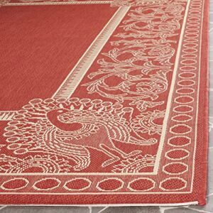 SAFAVIEH Courtyard Collection 4' x 5'7" Red / Natural CY2965 Indoor/ Outdoor--Waterproof Easy--Cleaning Patio Backyard Mudroom Accent--Rug