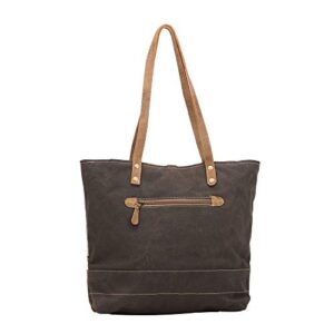 Myra Bag Bract Print Upcycled Canvas & Cowhide Tote Bag S-1435