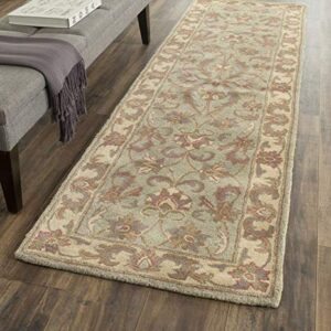 SAFAVIEH Heritage Collection 2'3" x 8' Green / Gold HG811A Handmade Traditional Oriental Premium Wool Runner Rug