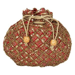 suman enterprises indian sequence potli bag for women, wedding purse/jewelry purse for women (base color- maroon)