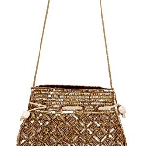 Suman Enterprises Indian sequence Potli Bag/wedding purse/jewelery purse for girls & women (Base Color- Dark Brown)