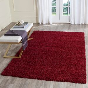 safavieh athens shag collection 3′ x 5′ red sga119r non-shedding living room bedroom dining room entryway plush 1.5-inch thick area rug