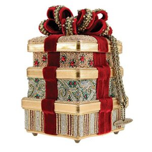 mary frances it’s a wrap beaded jeweled 3d velvet ribbon gold christmas holiday purse handbag
