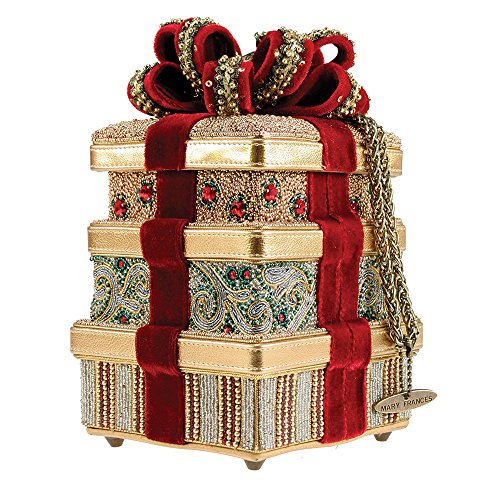 Mary Frances It's a Wrap Beaded Jeweled 3D Velvet Ribbon Gold Christmas Holiday Purse Handbag